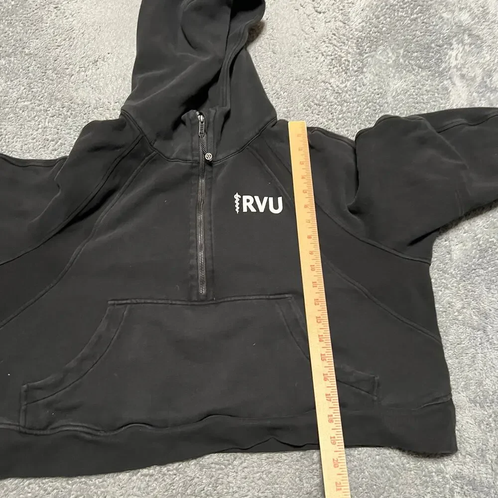 Lululemon Scuba Oversized 1/2 Zip Hoodie Womens XL XXL Black Cropped RVU